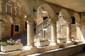 arched architecture of old town in croatia