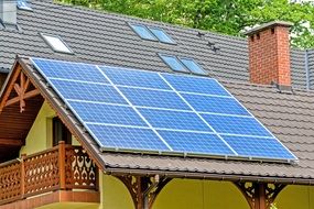 solar panels on the roof as an energy source