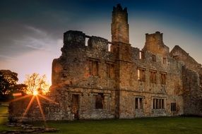 ruins of Egglestone Abbey at sunset