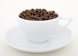 aromatic coffee beans in the cup