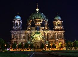 Beautiful Berlin cathedral building at night