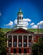 facade of Howard University Library building at summer, usa, washington dc