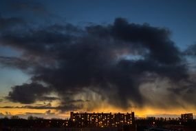 rain cloud over the building