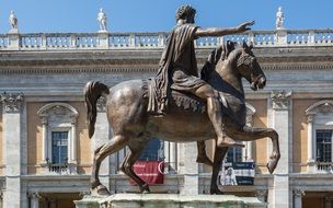 statue of Marcus Aurelius on the Capitoline Hill, Rome, Italy