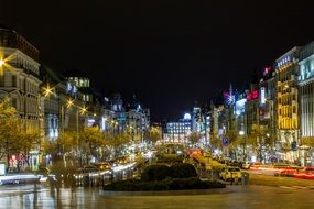 street in night Prague