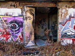 doors on an abandoned factory building