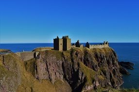 dunottar castle on a rock by the sea in scotland