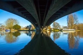 reflection of the bridge in a river in England