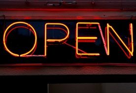 Lighting "open" sign