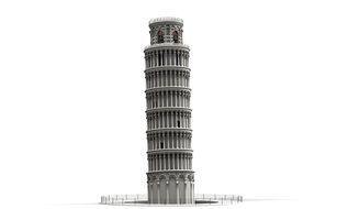 leaning tower on white background