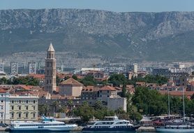 city on the background of the mountains in Croatia