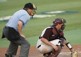 referee and player in baseball