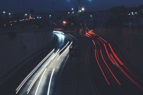 panorama of the illuminated night highway