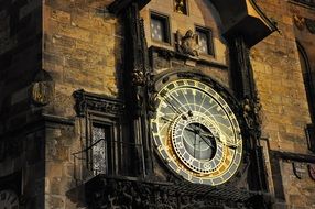 Antique clock tower in Prague