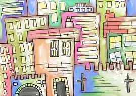 Buildings Cartoon drawing