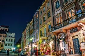 Colorful city at night in Poland