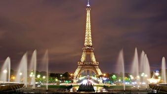 Eiffel Tower Lights and fountains