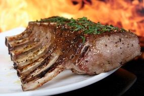 Grilled barbecue beef on a plate