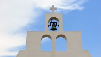 white belfry of an orthodox church in cyprus