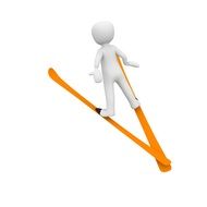 man skiing on a white background as a 3d model