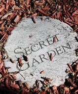 Secret Garden, lettering on grey stone