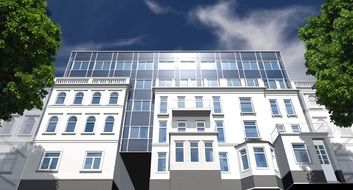 3d model of the facade of a modern house