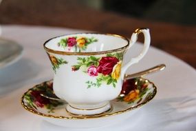 tea cup with bright flowers