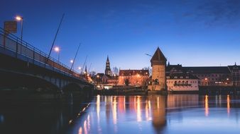 old town on lake constance at dusk, Germany