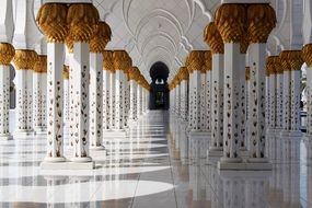 white gold interior of the temple