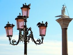 street lantern and Column at sky, Italy, Venice