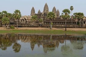 distant view of the temple in cambodia