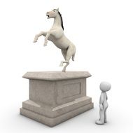 sculpture of a horse and match man