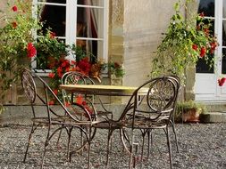 garden table near the house in france
