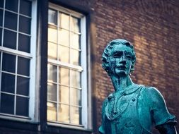 bronze statue in the old town in dusseldorf