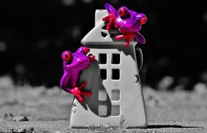 funny frogs on the castle, figurines