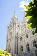 White Mormon Religious Temple in Salt Lake City