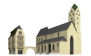 church building in dortmund on a white background
