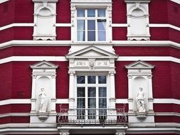 red stucco facade of a building in Dusseldorf