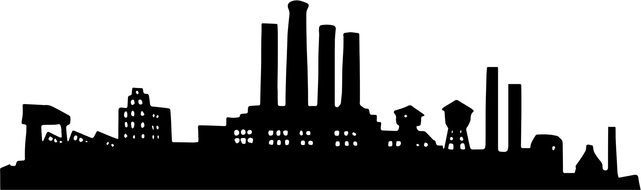 black silhouette of industrial urban area