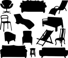 silhouettes of home interior items