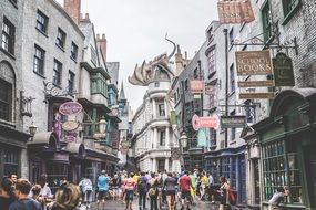 people in The Wizarding World of Harry Potter on Diagon Alley, usa, florida, orlando
