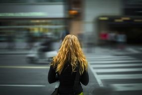 back view of Girl on street in Toronto