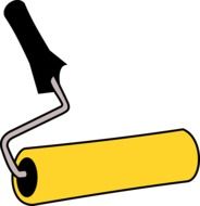 yellow paint roller, illustration