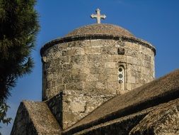 cross on the dome of the church in paralimni in cyprus