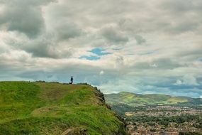 view of the city in Holyrood Park in Edinburgh