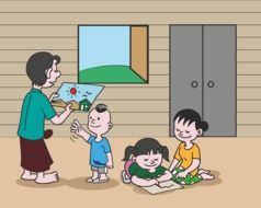 people in House drawing