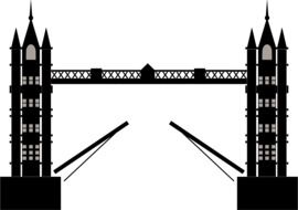 drawing of a drawbridge on a white background