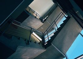 long staircase of a skyscraper