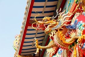 Bangkok temple roof with dragons