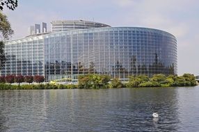 modern building of european parliament in strasbourg